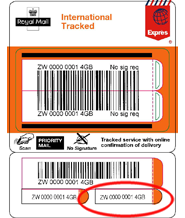 royal mail tracking International Tracked - business label