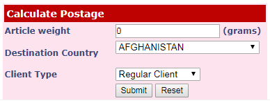 Pakistan Post Postage Rates