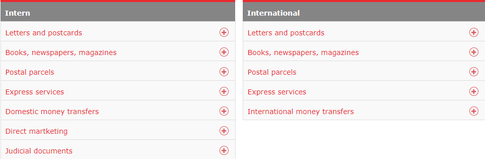 Posta Romana Postage Rates